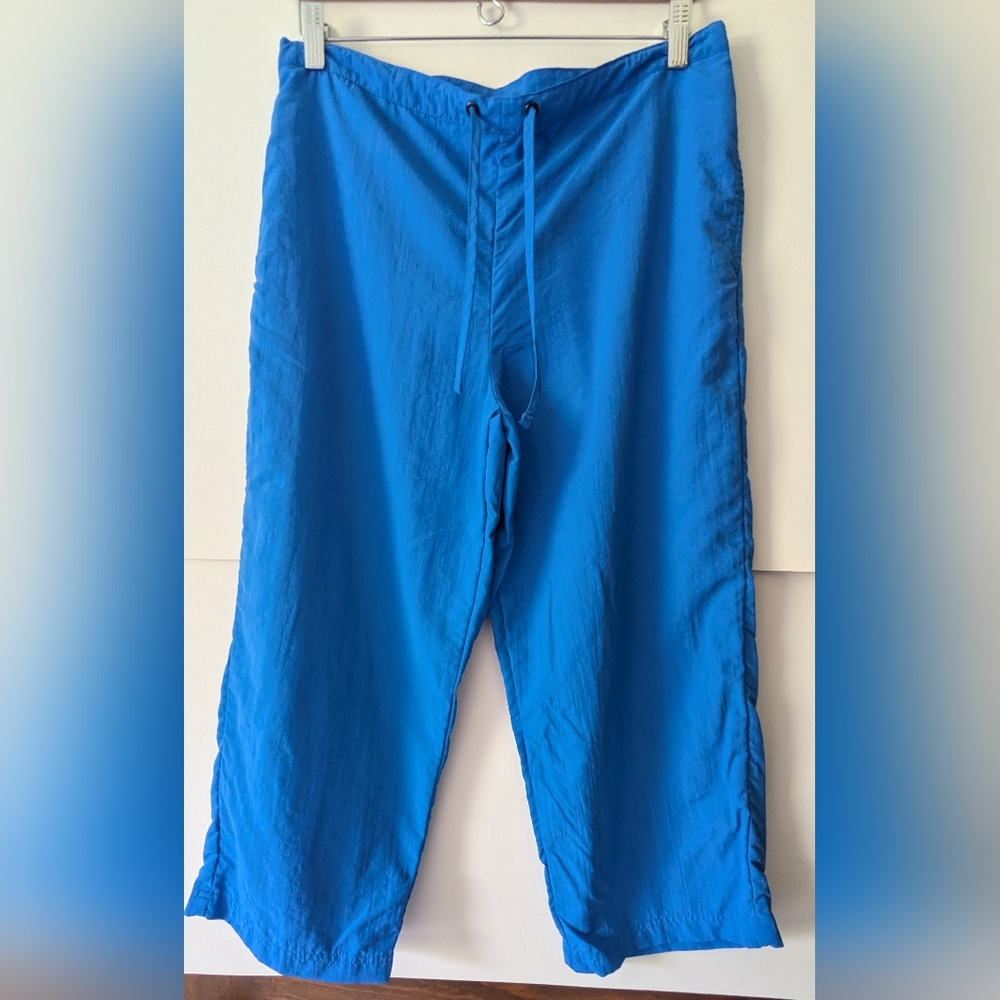 L.L. Bean Drawstring Capris Swim shorts Mesh Pockets Nylon Blue